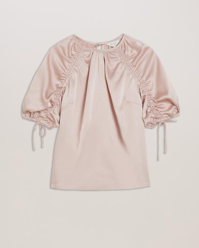 Hauts Ted Baker Gathered Puff Sleeve Satin Rose Femme | CIA-98083961